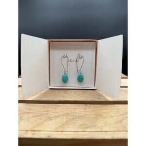Stella & Dot Teal Earrings-Turquoise Teardrop-Sterling Silver Hooks